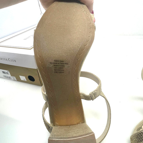 Charter Club Lunah Sparkly Asymmetrical Strap Dress Sandals in Gold 9.5 M New - Picture 7 of 9